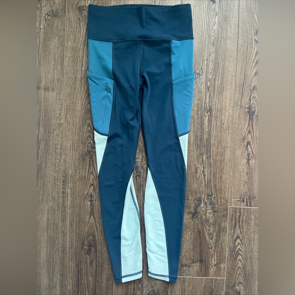 Athleta Womens Leggings Double Side Phone Pockets Multicolor Size XS Mesh Panel